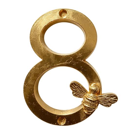 Bee House Number for Outside, Weather-proof Alloy Floating Address Numbers, Metal Number Sign for Door, Mailbox, Wall, Yard