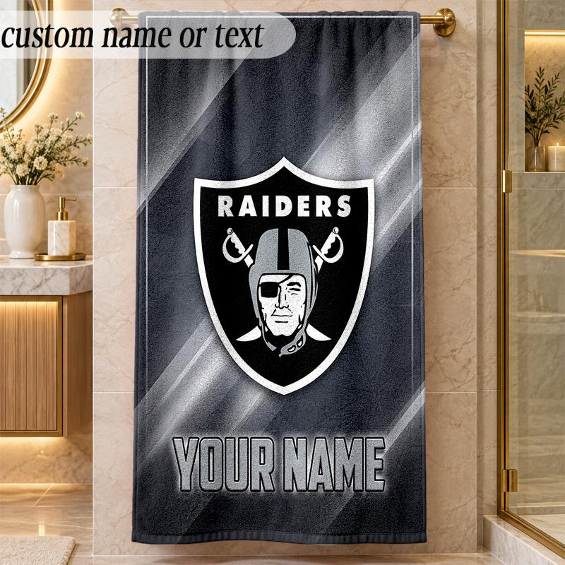 Beach TowelLas Vegas Raiders Custom Name Text Personalized Soft Towel for Beach Pool Indoor Home Decor Gift