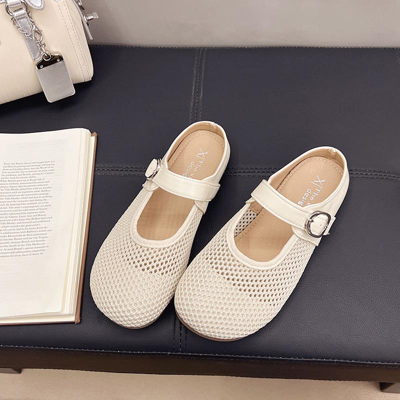 Slippers 2025 women's summer outer wear bag head new casual hollow breathable mesh flat bottom small fragrant wind lazy cool slippers