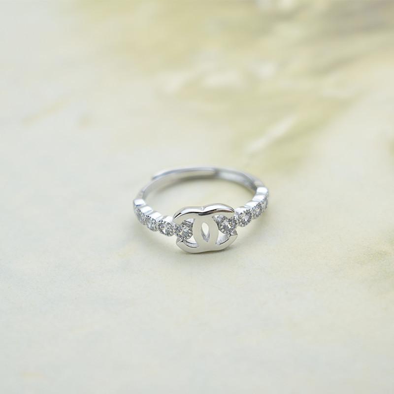 Fashion Letter Ring Opening Love Flower Adjustable Ring Hipster Personality Double Index Finger Jewelry