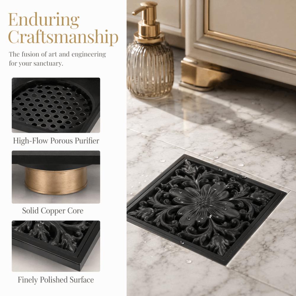 Square Shower Drain 10x10cm / 3.94×3.94inch Floor Drain Universal Fit Floor Strainer Kitchen