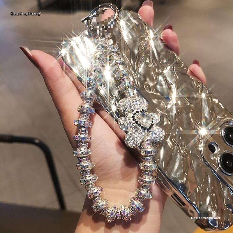 Rhinestone Bear Charm Wristlet Handbag & Phone Case Accessory