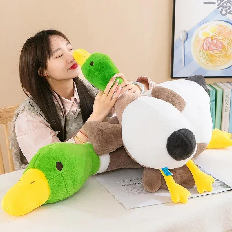 75cm 100cm Stuffed Animal Cute Mallard Plushie Goose Home Decor Lifelike Green Duck Plush Toys Pillow for Kids Birthday Gifts