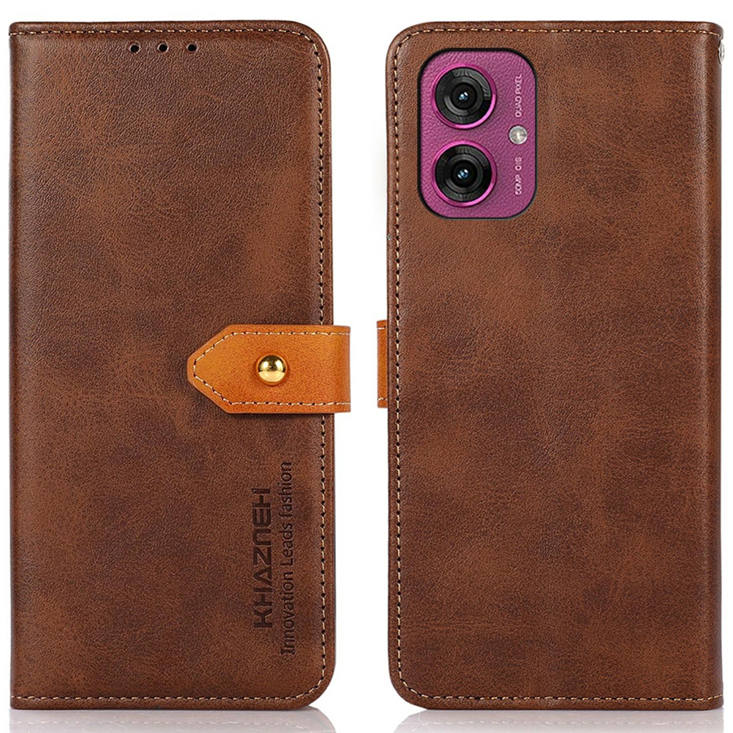 

KHAZNEH For Motorola Moto G55 5G Wallet Phone Case Stand Leather Flip Cover Brown