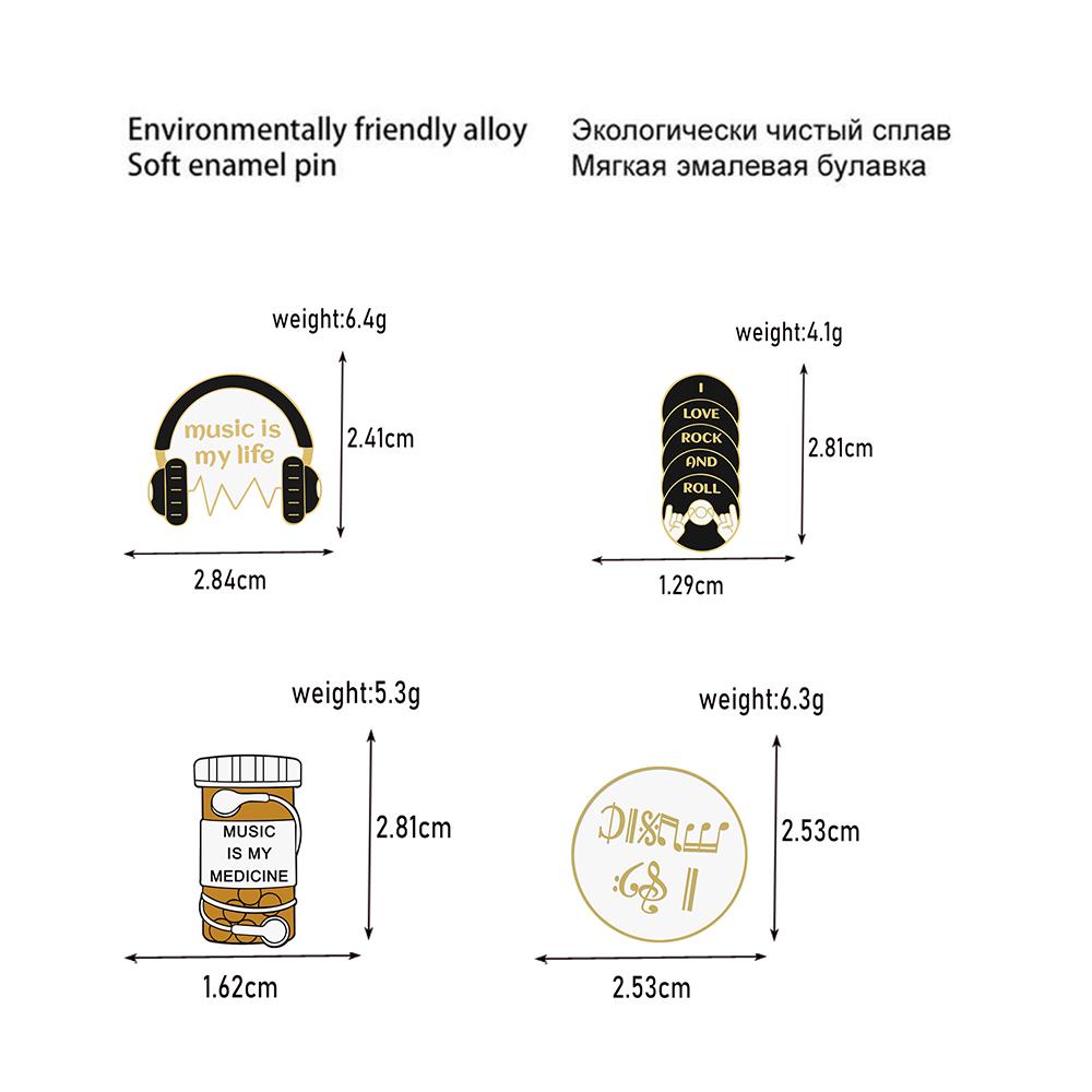 Personality Music Enthusiast Badges Pins MUSIC IS MY LIFE Earphone CD Brooches Kids Backpack Decoration Pins Jewelry Gift Girl