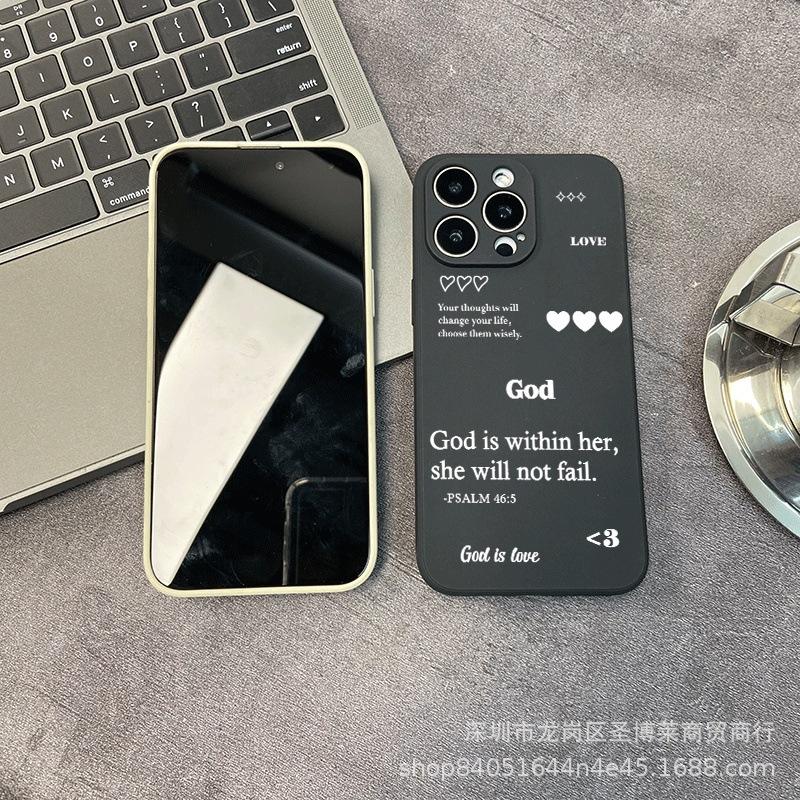 Love English Applicable iPhone15 Mobile Phone Case 14PROMAX All-inclusive 13/11 Anti-drop 16/15 Protective Case 17