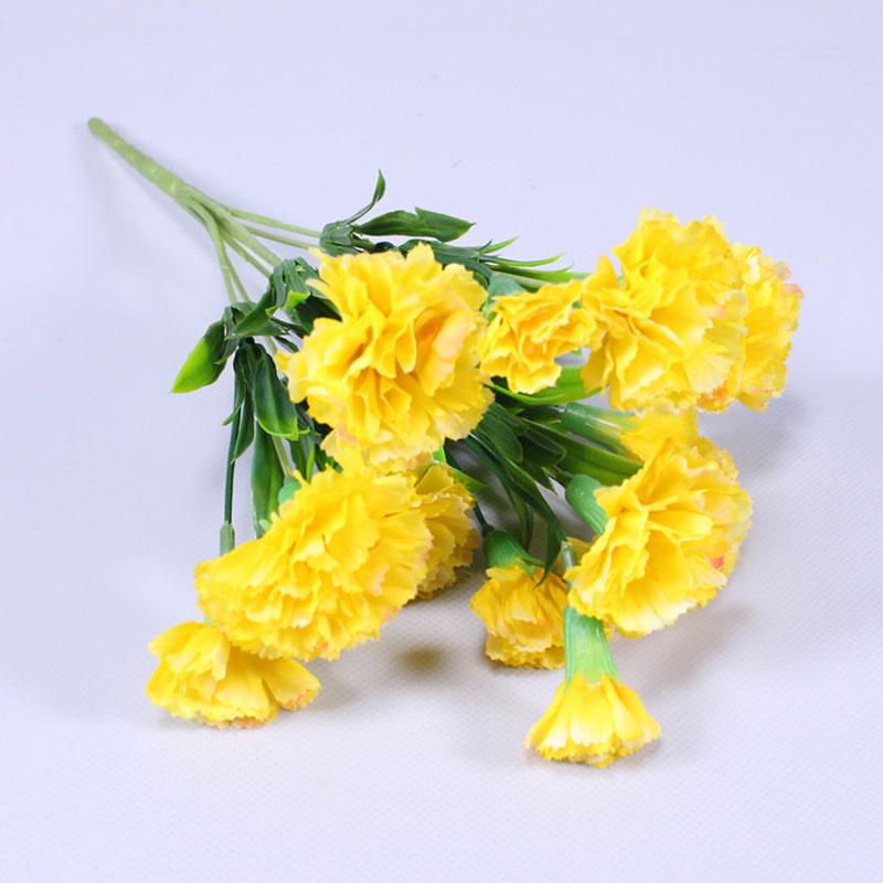 

10 Heads Simulated Carnation Bouquets Mother s Day Gifts Teachers Decorate Carnations Home Wedding Outdoor Garden Decoration 1pc жёлтый
