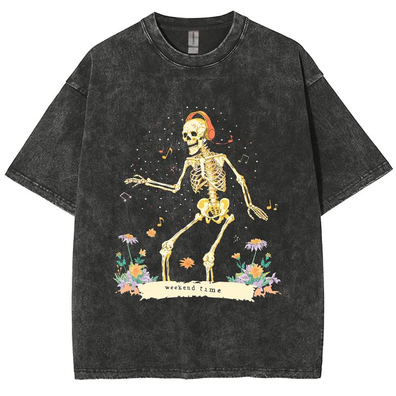 Potisk lebky Retro T-shirt Snížená ramena Pánská Dámská Vintage Trička s krátkým rukávem Jednobarevná