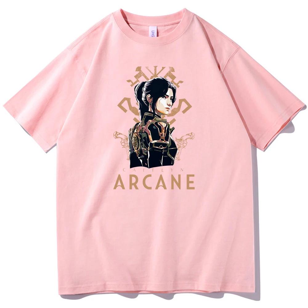 Arcane T-shirt O-Neck Short Sleeve Shirts Fans Gift Graphic T Shirts Anime Women Short Sleeve Harajuku Shirts