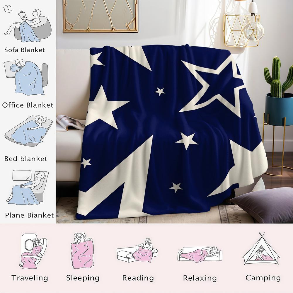 Marineblau Sternenraster Flanelldecke Warm Weich Halloween Weihnachten Sofa Warm Gemütlich Dekorative Dekoration Geschenk für Alle Jahreszeiten