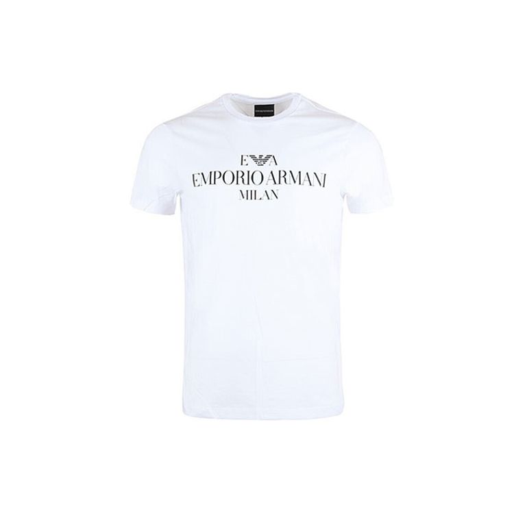 Emporio Armani Effen Kleur Letterlogo Bedrukt T-shirt met Korte Mouwen Heren tops Wit 3G1TM4-1JHRZ-0100 M