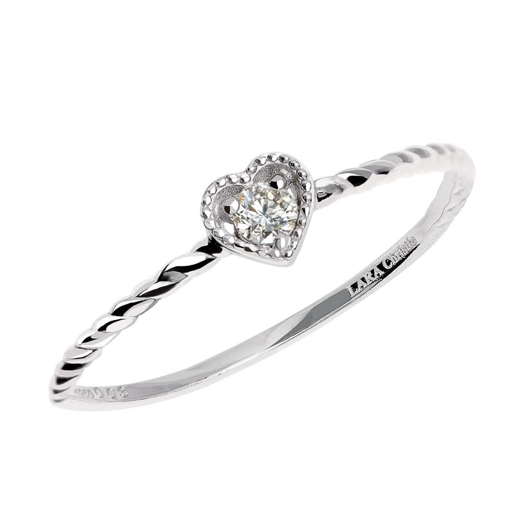 Lala Christie Platinum Diamond Heart PT950 Women's Ring, Platinum, LR51-0001-PT-H-13