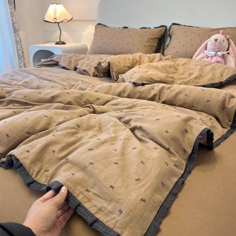 

Французский Хлопковый Муслиновый Постельный Комплект Выстиранный Двухслойный Пододеяльник Постельное Белье Летний Дышащий Листы для Общежития Уютный Приятный к Коже Flat Sheet&0.9 m Bed 150x200 cm