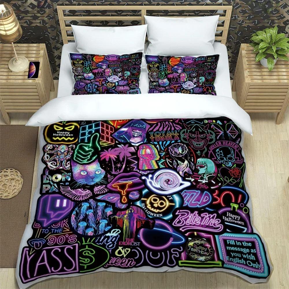 American carton ilustration Print Polyester Beding SetsChildren or Adult Peoples for Beds Comfortable Quilt Cover