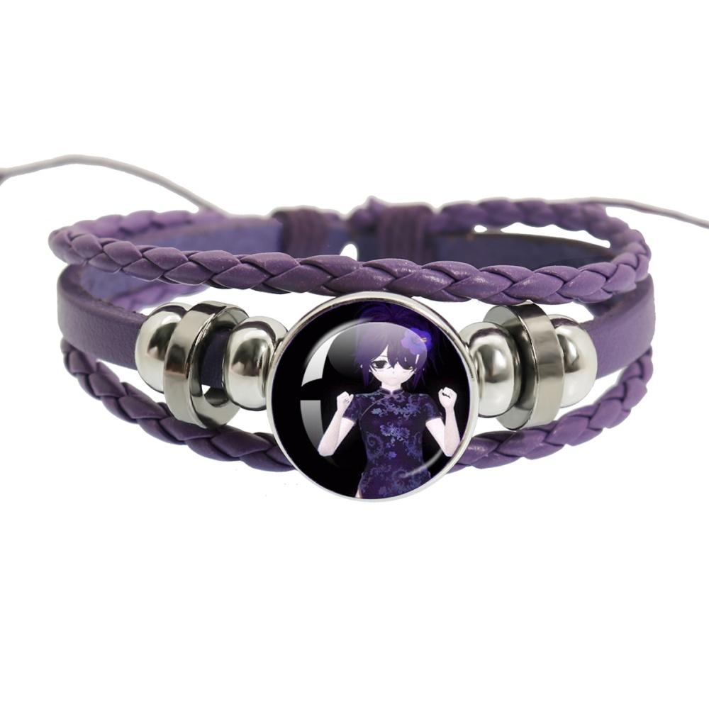 Sewerslvt Schizofrenia Dnb Cover Album Cartoon Creative Button Rope Button Purple Leather Bracelet Jewelry Charm Fans Gift