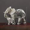 Elephant Resin Statue With Imitation Wood Finish For Office Decor Gifts And