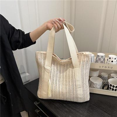 Tkaná slamenná crossbody taška cez rameno - Veľká kapacita, Ležérna a všestranná dámska letná kabelka