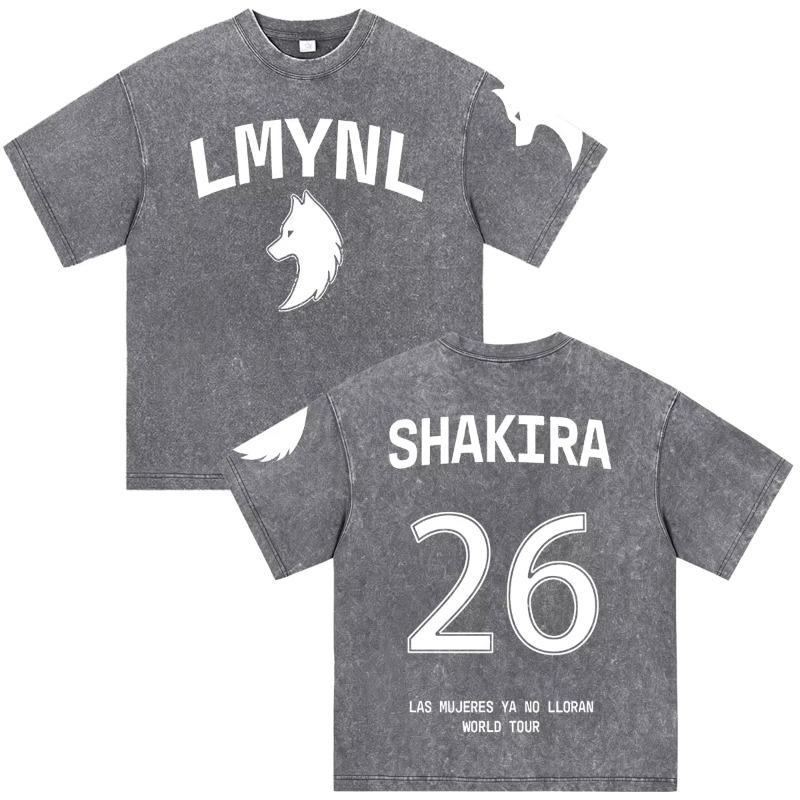 Shakira Las Mujeres Ya No Lloran World Tour 2026 Vintage Washed T-shirts Men Women Clothing Casual Harajuku Short Sleeve T Shirt