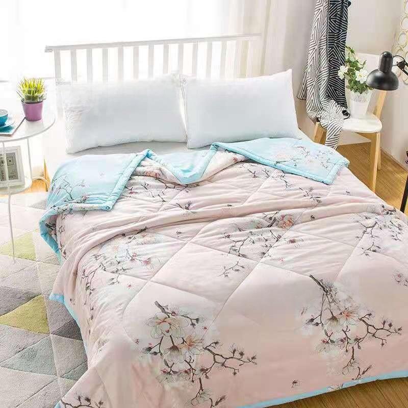 Printing Flower Breathable Cotton Blended Summer Blanket For Comfort Indoor