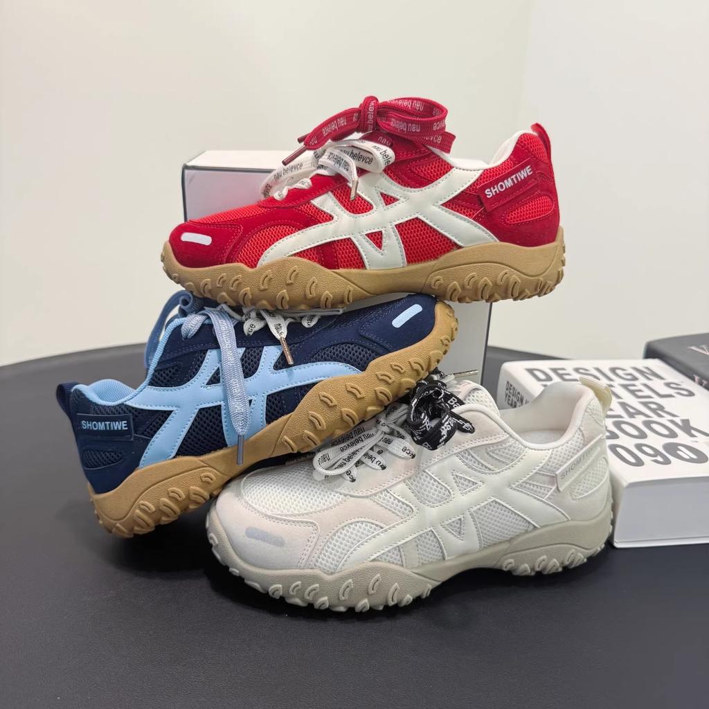 Leather mesh breathable moral training shoes women's 2025 summer new niche design sports and leisure shoes white shoes single shoes