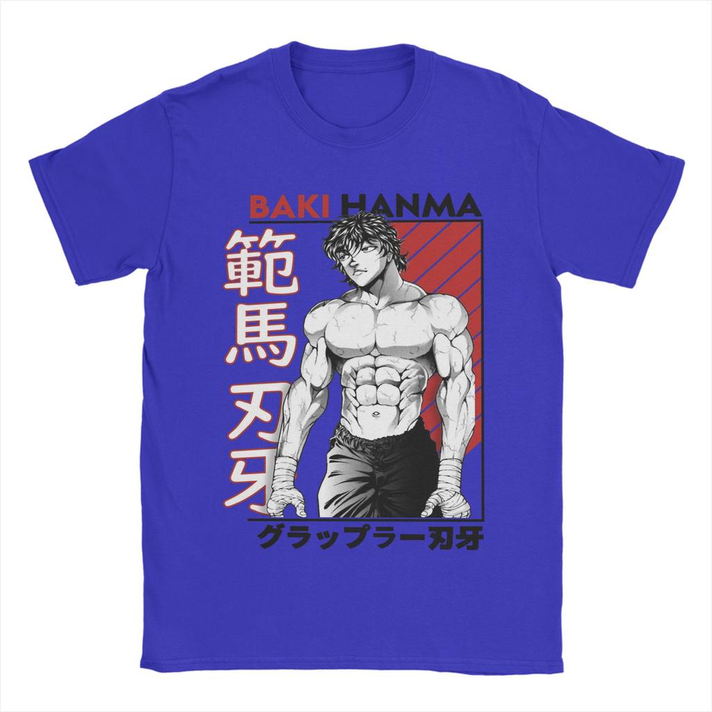 Baki The Grappler Hanma Herren T-Shirt Lustige T-Shirts Kurzarm Rundhals T-Shirt Reine Baumwolle Erwachsenen Tops