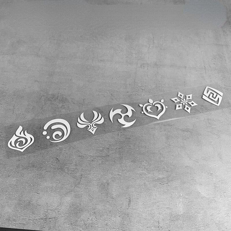 Anime Laser Stickers DIY Decals Genshin Impact 7 Element Sticker For Computer Luggage Skateboard Motorcycle Toys