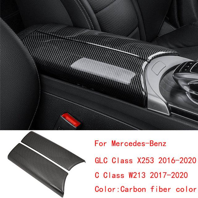 2 * fibra de carbono interior do carro centro braço caixa console caixa de armazenamento guarnição capa para mercedes-benz ce ​​glc classe w213 w205