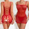 Fashion Sheer Cross-Tie Bodysuit Woman Sexy Lingerie Erotic Leopard Print Short Dress Lace Underwear Backbare Bodysuit Sexy Set