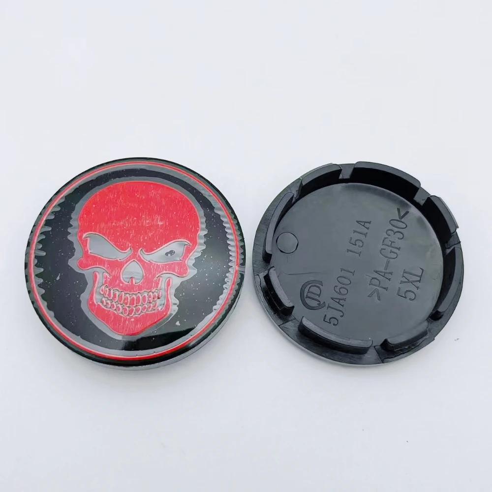 

4pcs 56MM 51MM SKULL Logo Emblem Badge Car Wheel Center Caps Rim Hubcap Wheel Hub Dust Cover Replace Styling Car Accessories SKULL Badge&4pcs Wheel Cap