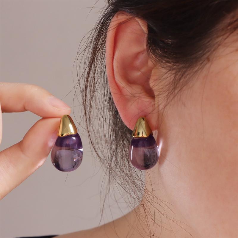 New Able Transparent Water Drop Shaped Pendant Earrings, Ladies' Multi Color Elegant Charm Accessories Jewelry