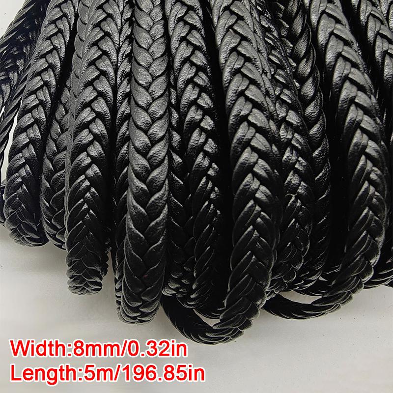 5m 6mm/8mm Tartós DIY Egyenletes Vastagságú 5 Szálas Rugalmas PU Bőr Hosszú Élettartamú Kiegészítők Gondosan Fonott Fonott Egyszínű