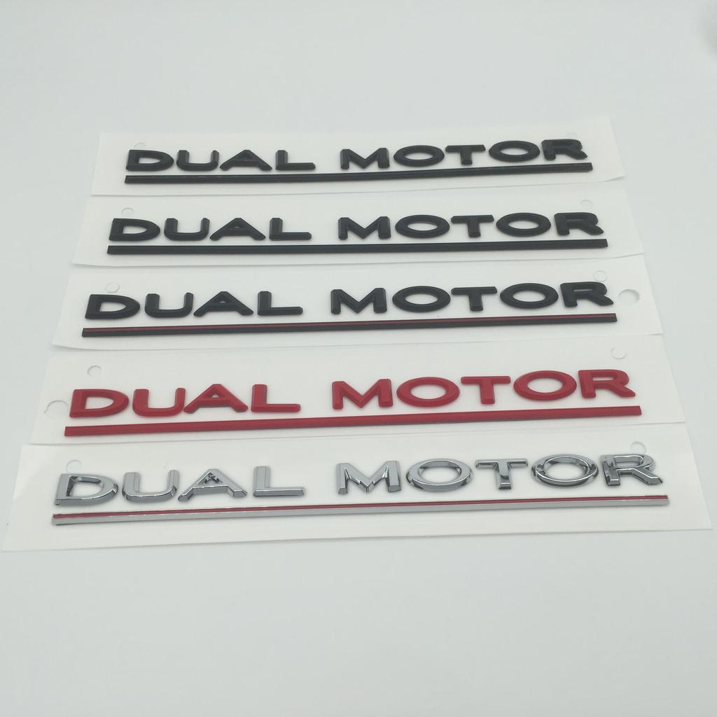 VCZRW1 1pcs 3D ABS for Tesla DUAL MOTO Car Letter Front Hood Head Bonnet Emblem Rear Tail Trunk Sticker Badge Decal Styling Accessories