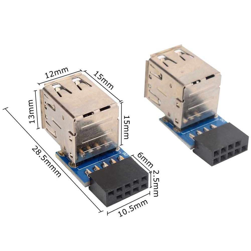 USB 2.0 Motherboard Header 9pin 10pin Motherboard to 2 Ports USB 2.0 Dual USB A 9 Pin Female Adapter Converter