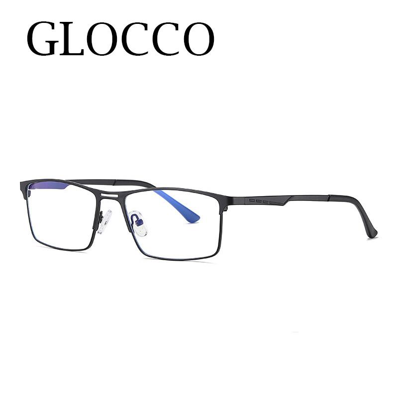 Mens Anti Blue Light Reading Glasses Business Style Office Computer Square Eyewear Ultralight Metal Prescription