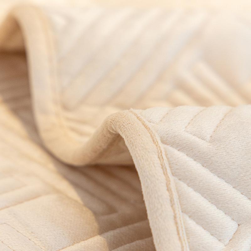 Stoff Sofakissen Hochwertig Verdickt Rutschfest Sitzkissen Creme Stil Kurzplüsch Sofabezug Überwurf