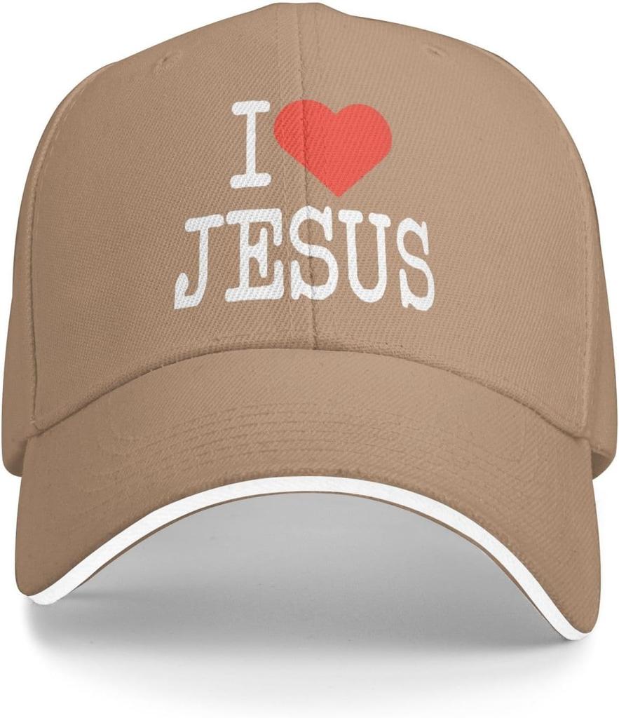 I Love Jesus Christian Baseball Cap Polyester Adjustable Trucker Hat for Adults