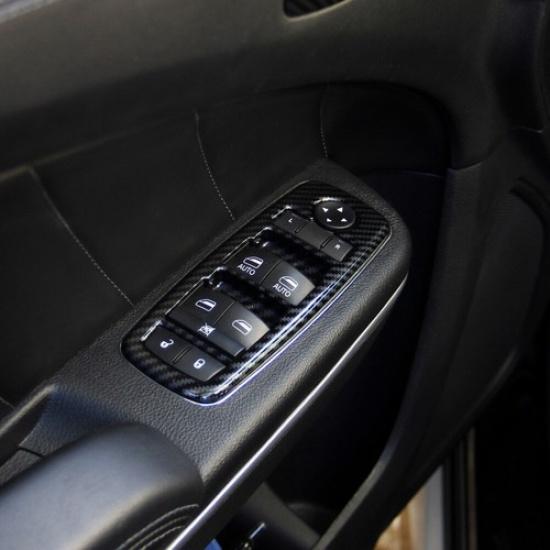 Carbon Fiber Style Window Lift Trim Switch Panel Cover Trim for Dodge Charger
