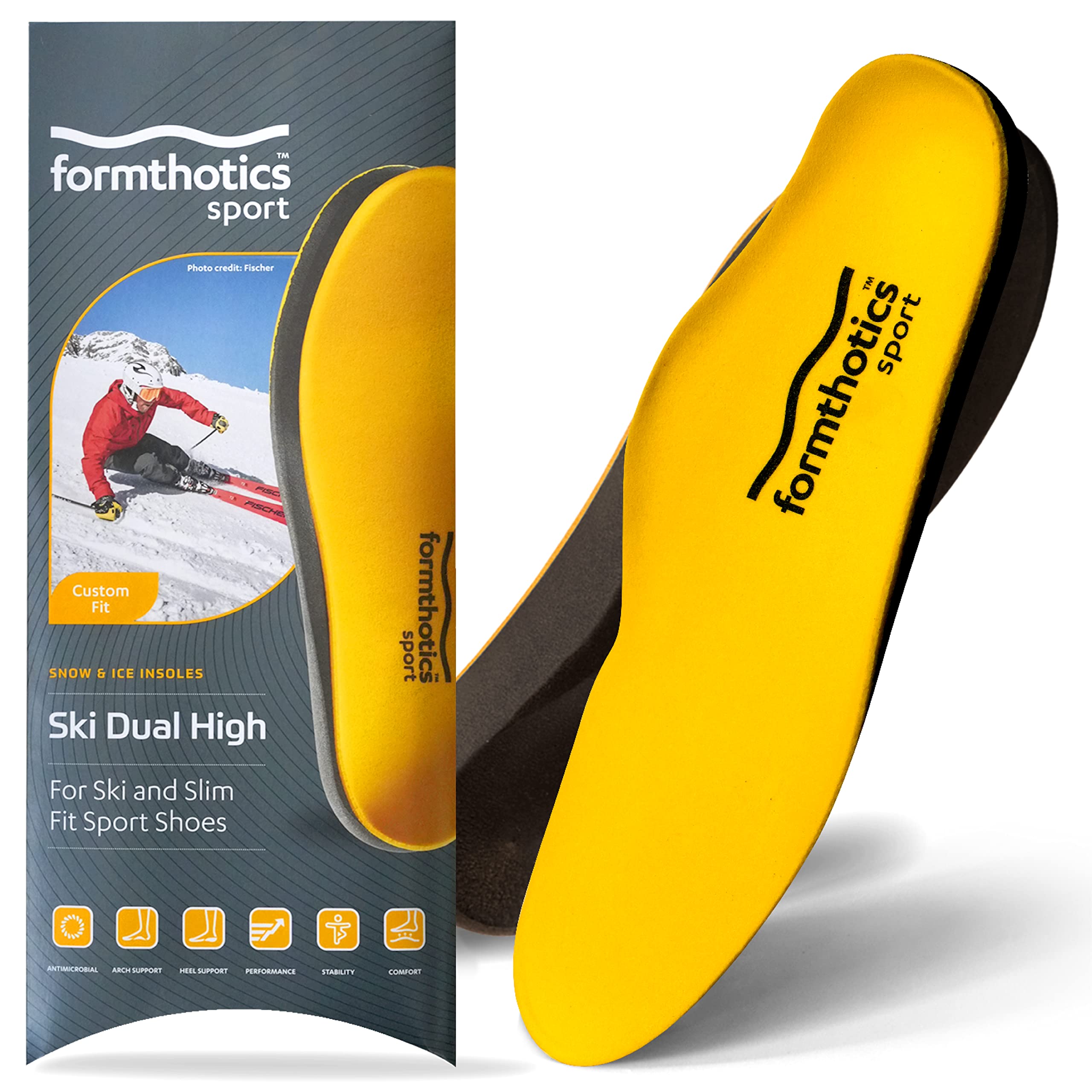 

Спортивные стельки Formthotics Ski Dual High XS Желтый/Угольный