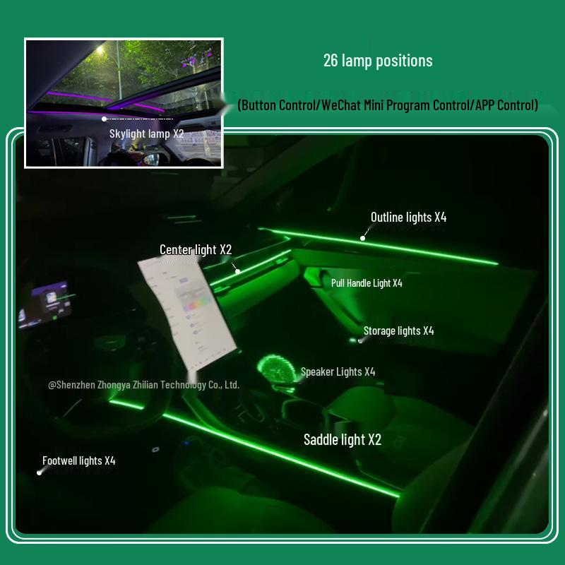 High-End 64-Color LED Car Interior Atmosphere Light – Hidden & Colorful Car Modification