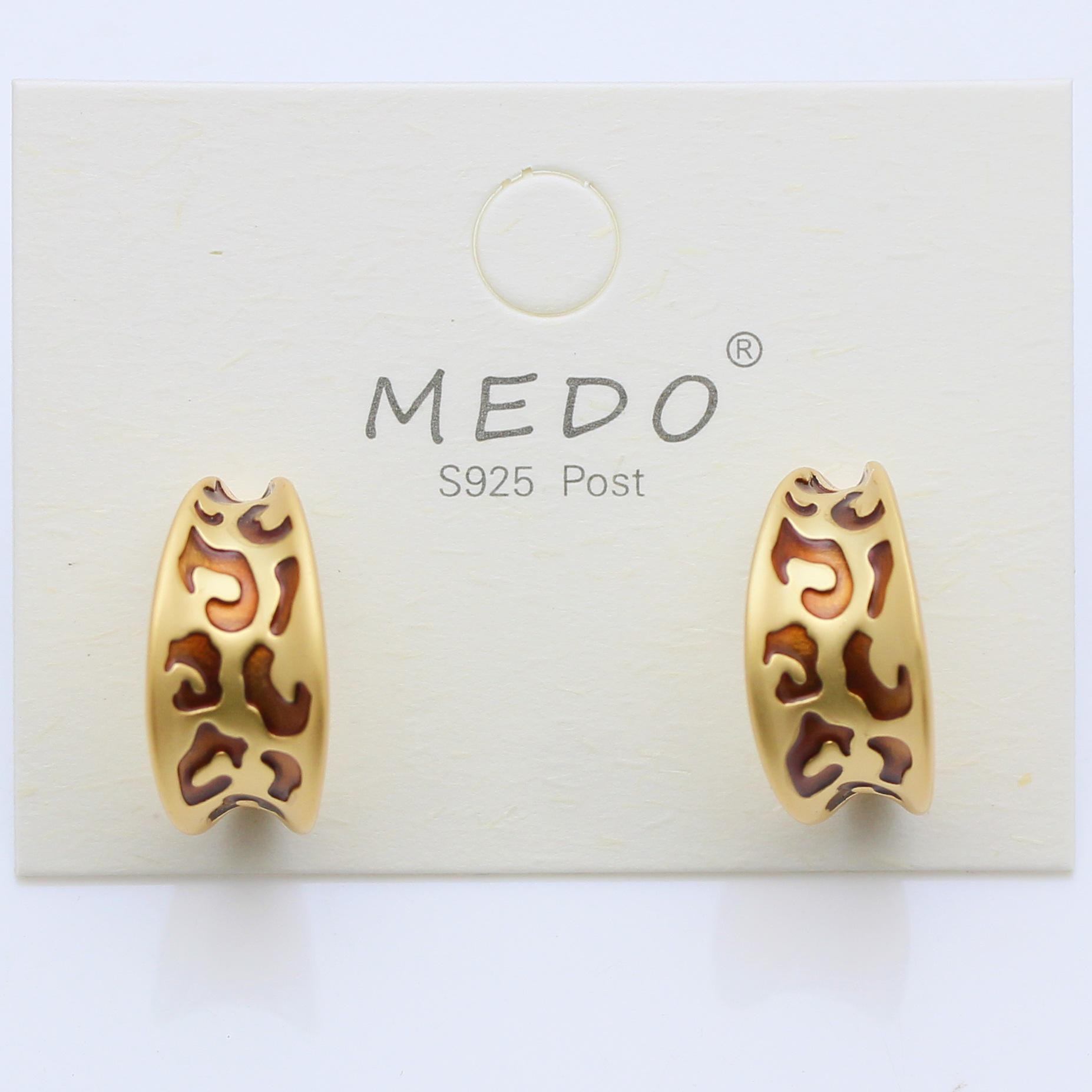 

European & American Leopard Print Matte Gold Hoop Earrings