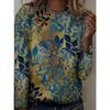 Tops for Women Autumn Leaf Print Round Neck Long Sleeve T-shirt Fall Casual Slim Pullover Women's Long Sleeve Top