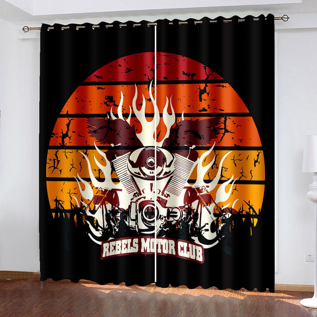 

Colorful Blackout Curtains for Teenage Boys Bedroom 2 Panels Motorcycle Window Curtains for Bedroom Living Room Decoration W132cm x H160cm&Grommet