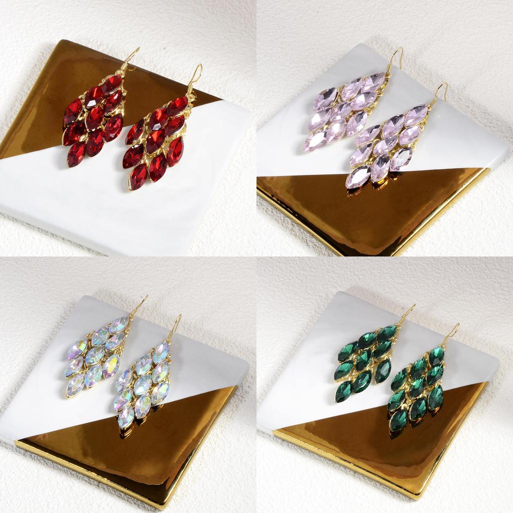 Orecchini geometrici a goccia di cristallo per donna con finitura AB Gioielli alla moda Regalo