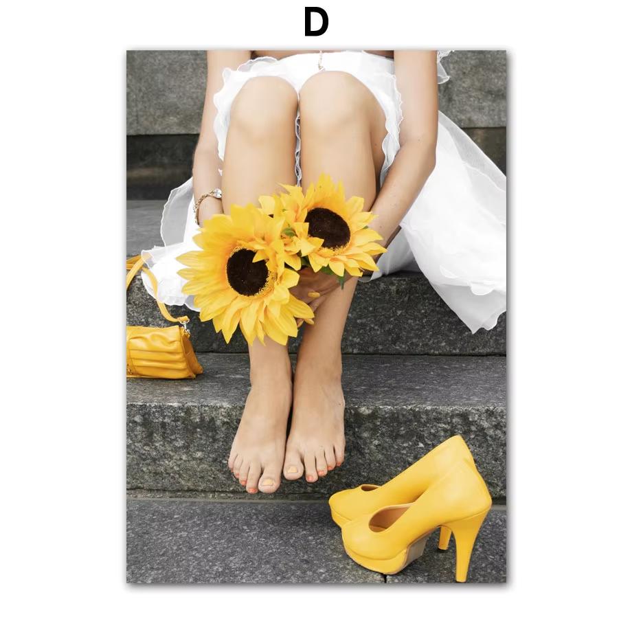 Wall Art Canvas Painting Sunflower Lemon Farmhouse Car Spring Nature Landscape Yellow Posters Picture For Living Room Home Decor