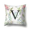 Polyester Pillowcase Green Leaf Decorative Print Pillowcase 26 English Letter Cushion Cover