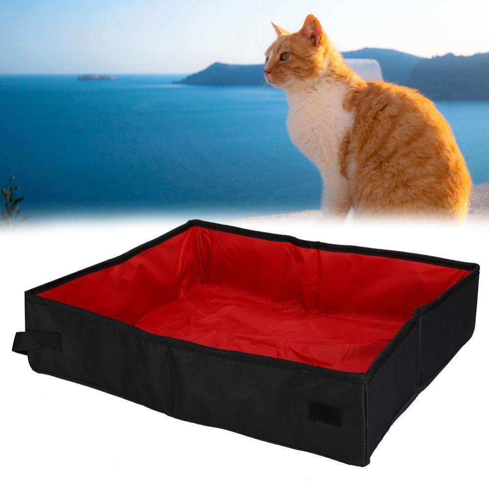 Easy To Clean Cat Litter Tray Semi Closed Cat Toilet Folding Cat Litter Box Outdoor Camping