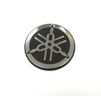 Genuine Yamaha Tuning Fork Logo Emblem Sticker Aluminum Silver Black Black Diameter 45mm