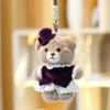 Cute Cartoon Bear Plush Doll With Short Velvet Material For Girls Bag Charm