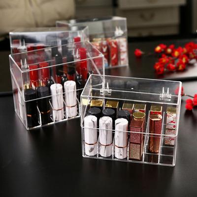 Yousheng Transparenter Lippenstift-Aufbewahrungsbox-Organizer mit 18 Fächern, Großes Fassungsvermögen, Staubdichter Lippenstift-Nagellack-Behälter
