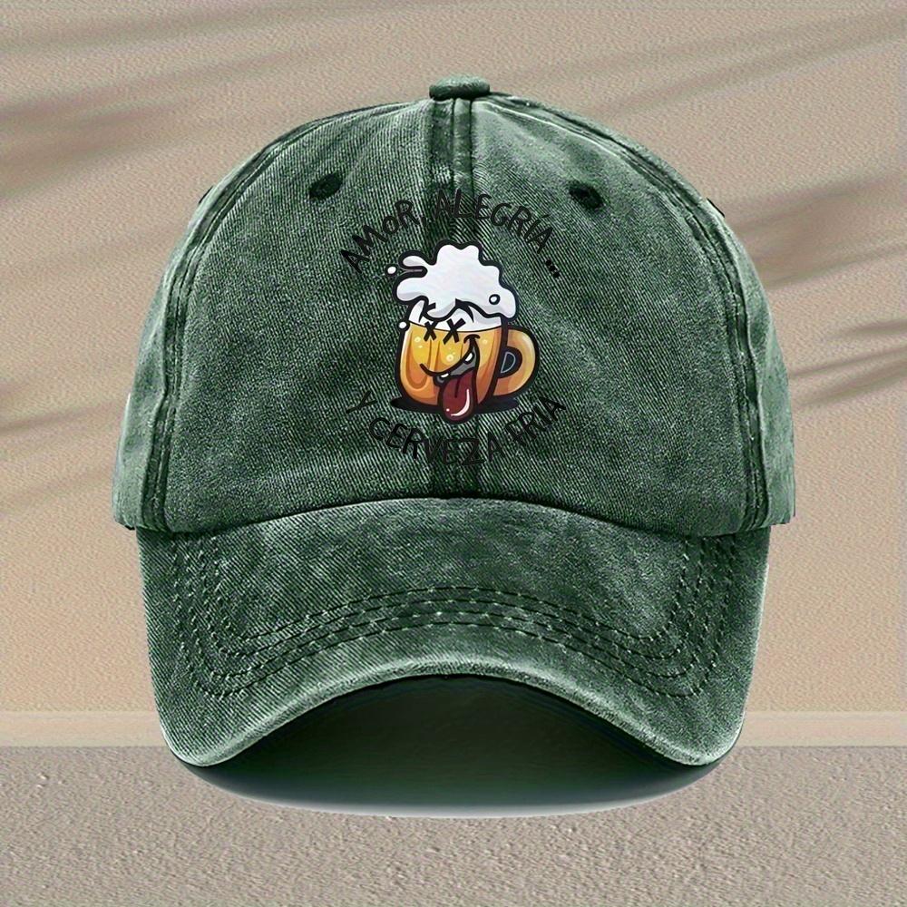 Retro baseball cap with beer glass pattern adjustable lightweight casual hat suitable for gifts or daily wear,